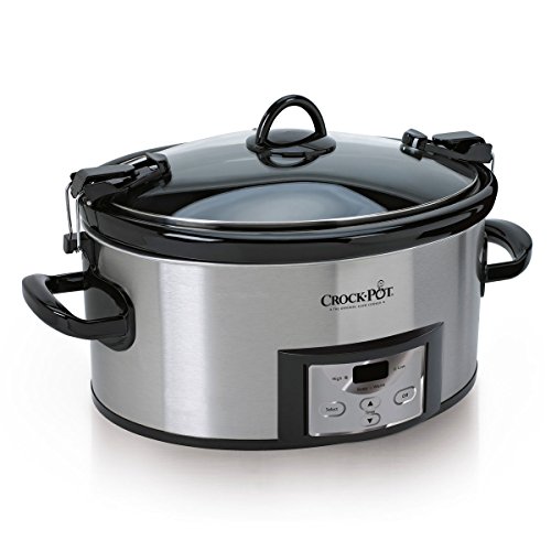 Crock-Pot 6-Quart Programmable Sluggish Cooker with Digital Timer and Stainless Metal End (Mannequin CPSCVC60LL-S), Single Unit