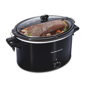 Hamilton Seashore 10-Quart Additional Giant Gradual Cooker, Moveable with Lid Lock, Dishwasher Protected Crock, Black (Mannequin 33195)