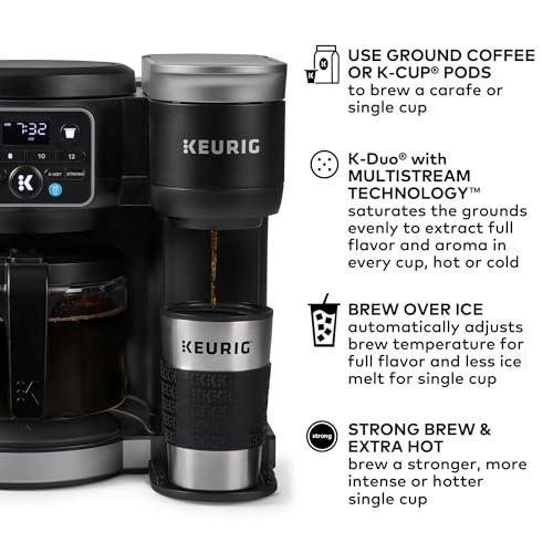 Keurig Ok-Duo Scorching & Iced Espresso Maker with Single Serve and Carafe Choices, MultiStream Expertise, 72oz Water Reservoir (Gen 2)