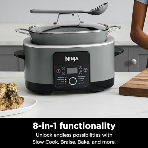 Ninja MC1001 Foodi PossibleCooker PRO 8.5 Quart Multi-Cooker – 8-in-1 Gradual Cooker, Dutch Oven, Steamer, with Built-in Glass Lid and Spoon, Nonstick, Oven Protected as much as 500°F