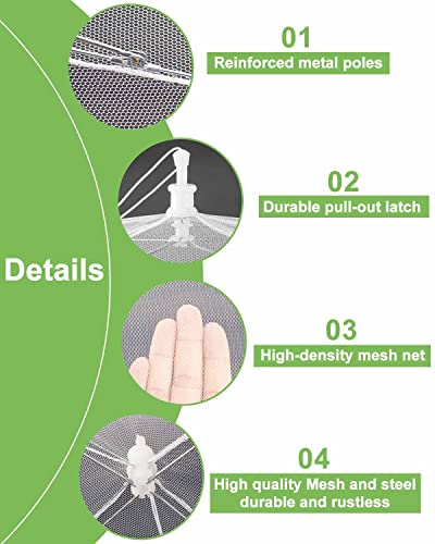 Set of 6 Massive Mesh Meals Covers, 17"x17", White Nylon Pop-Up Umbrella Tents for Outside Use - Perfect for Tenting, Picnics, Events, and BBQs - Collapsible and Reusable