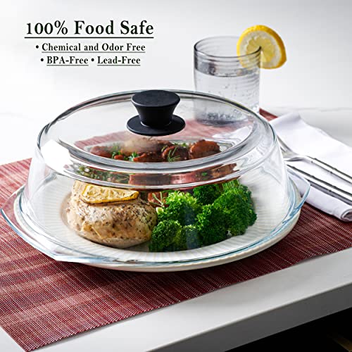 Tall Microwave Meals Splatter Cowl - Cookware and Bakeware Lid with Straightforward Grip Silicone Deal with, 100% Meals Grade BPA Free