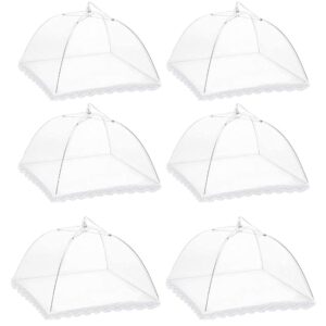 Winknowl 6-Pack Giant 17″ Reusable Collapsible Mesh Meals Cowl Tents – Pop-Up Umbrella Protectors for BBQs, Picnics, Events, and Outside Occasions (White)